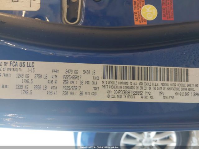 3C4PDCBG9FT628052 Dodge Journey Sxt