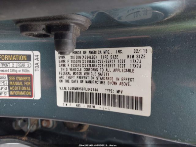 5J6RM4H58FL042744 Honda CR-V EX