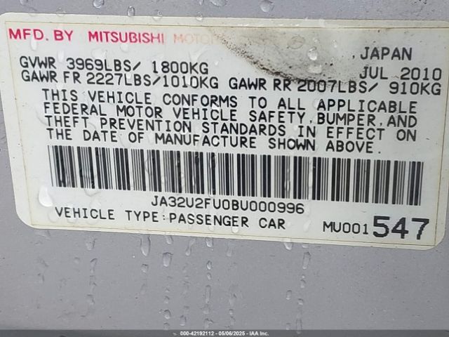 2011 MITSUBISHI LANCER JA32U2FU0BU000996 Photo 8