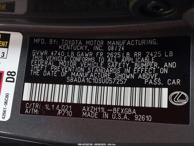 58ADA1C10SU057257 Lexus a25a-fxs