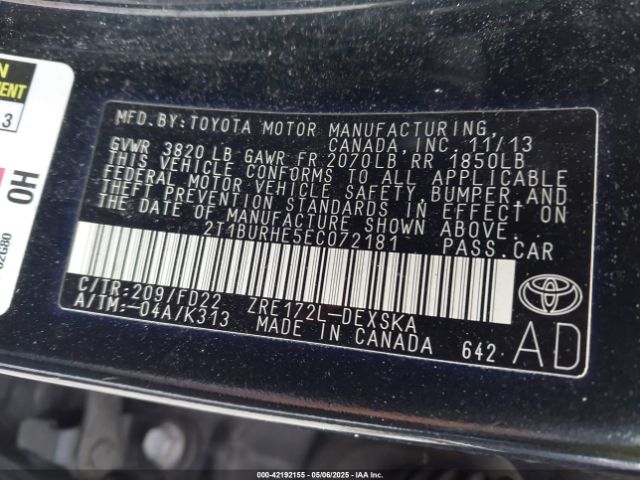 2T1BURHE5EC072181 Toyota Corolla S Plus