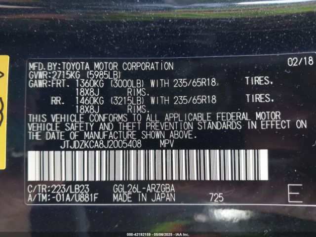 2018 LEXUS RX 350L JTJDZKCA8J2005408 Photo 8