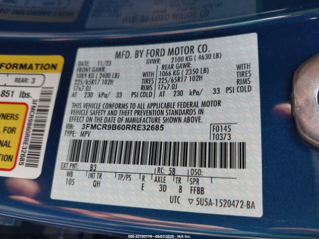 2024 FORD BRONCO SPORT 3FMCR9B60RRE32685 Photo 8