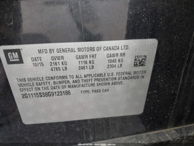 2G1115S38G9123186 Chevrolet lfx - sidi, vvt, e85 max, alum gm