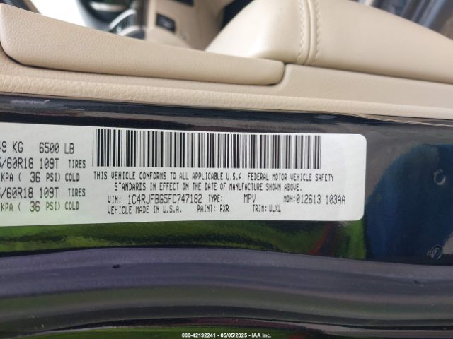 1C4RJFBG5FC747182 Jeep Grand Cherokee Limited