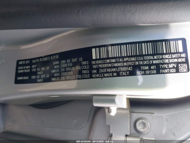 ZASFAKAN1J7B89142 Alfa Romeo Stelvio Awd