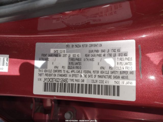JM1DKDB74G0128460 Mazda Cx-3 Sport