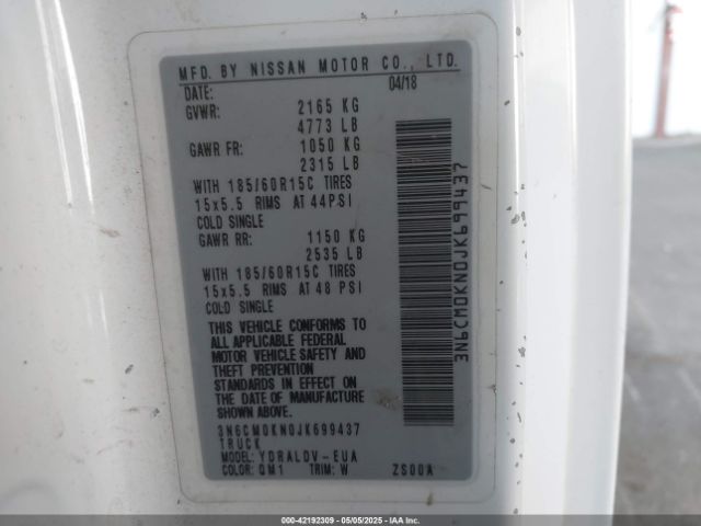 3N6CM0KN0JK699437 Nissan Nv200 S