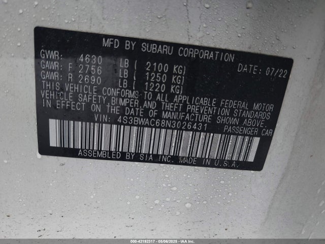 4S3BWAC68N3026431 Subaru Legacy Premium