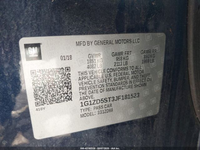 1G1ZD5ST3JF181523 Chevrolet MALIBU LT