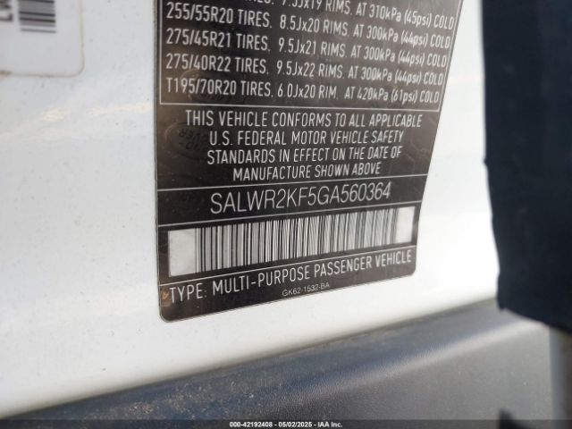 SALWR2KF5GA560364 Land Rover Range Rover Sport 3.0l V6 Turbocharged Diesel Hse Td6