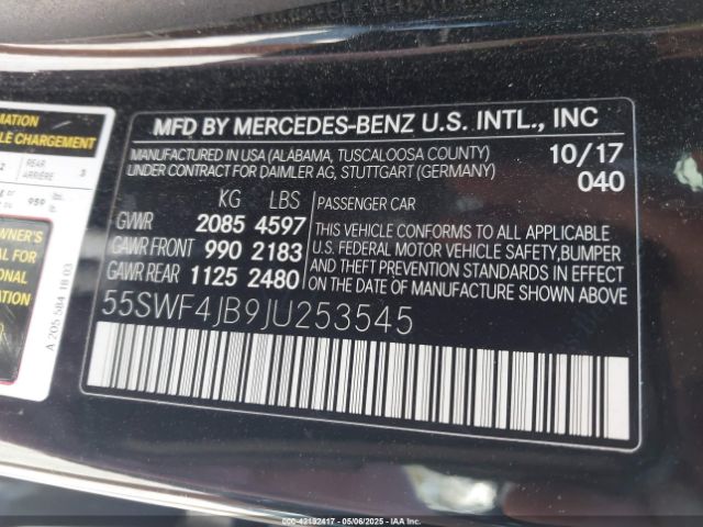 55SWF4JB9JU253545 Mercedes-Benz C 300