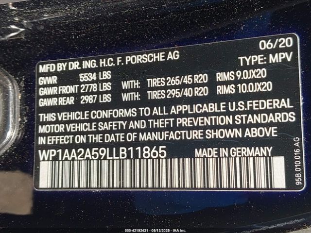 2020 PORSCHE MACAN WP1AA2A59LLB11865 Photo 8