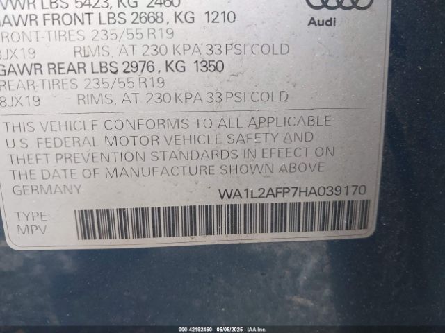 WA1L2AFP7HA039170 Audi Q5 2.0t Premium