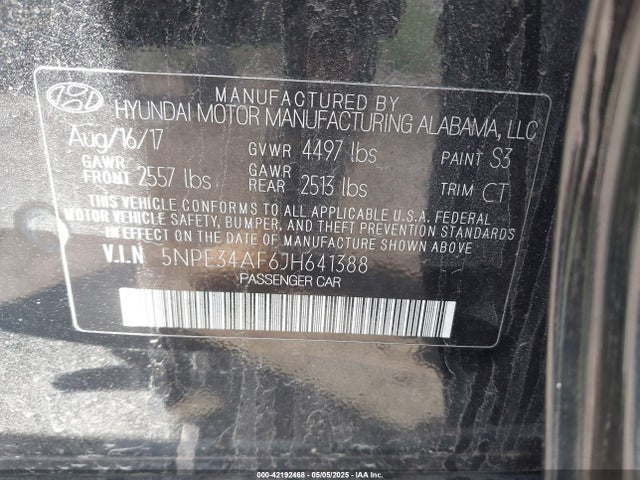 5NPE34AF6JH641388 Hyundai SONATA SEL