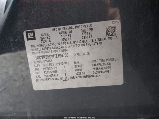 1GCVKSEC9HZ194758 Chevrolet Silverado 1500 1lz