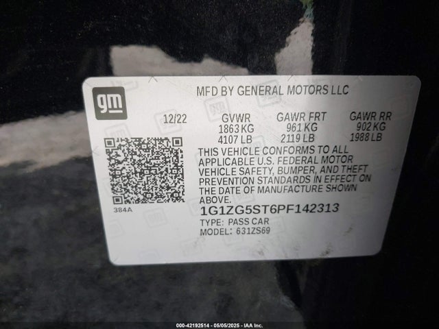 1G1ZG5ST6PF142313 Chevrolet Malibu Fwd Rs