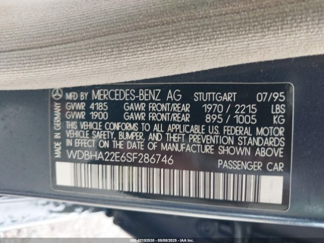 1995 MERCEDES-BENZ C WDBHA22E6SF286746 Photo 8