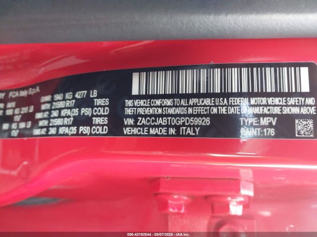 ZACCJABT0GPD59926 Jeep Renegade Latitude