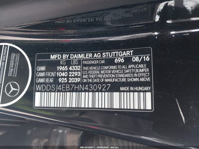 WDDSJ4EB7HN430927 Mercedes-Benz CLA 250