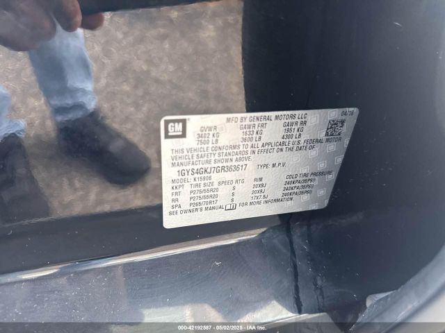 1GYS4GKJ7GR363617 Cadillac Escalade Esv Standard