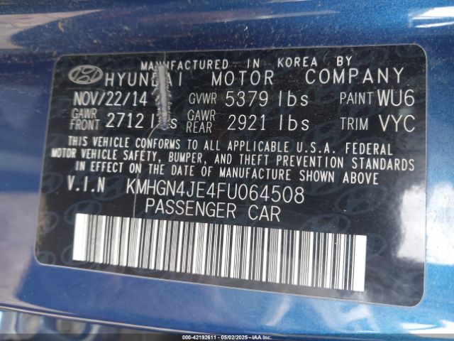 KMHGN4JE4FU064508 Hyundai Genesis 3.8