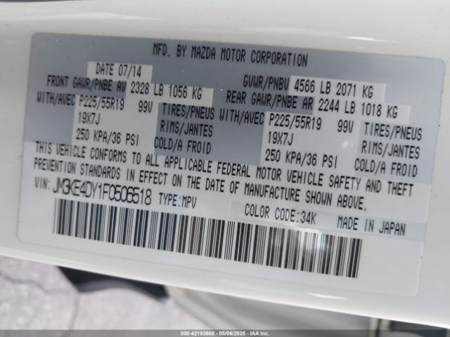 JM3KE4DY1F0506518 Mazda Cx-5 Grand Touring