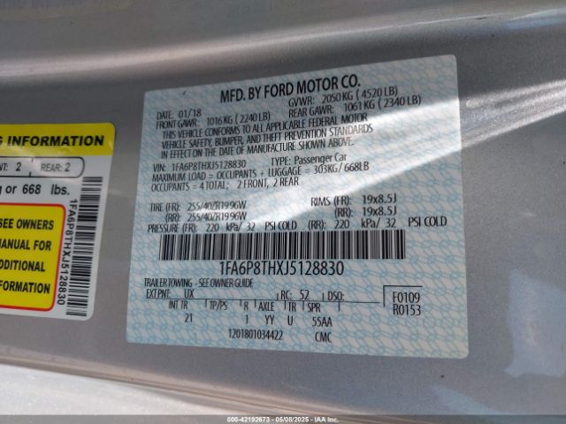 1FA6P8THXJ5128830 Ford Mustang Ecoboost