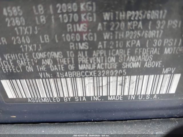 4S4BRBCCXE3280205 Subaru Outback 2.5i Premium