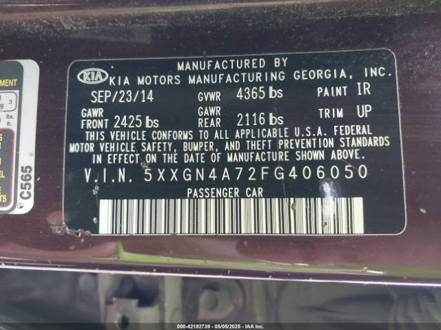 5XXGN4A72FG406050 KIA OPTIMA EX