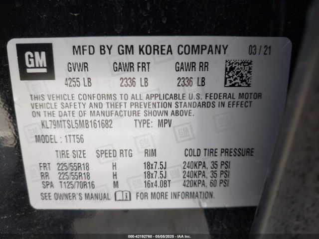 KL79MTSL5MB161682 Chevrolet Trailblazer Fwd Rs