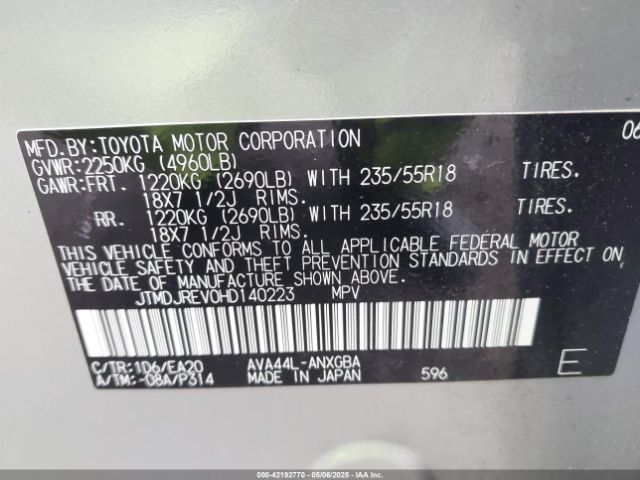JTMDJREV0HD140223 Toyota Rav4 Hybrid Limited
