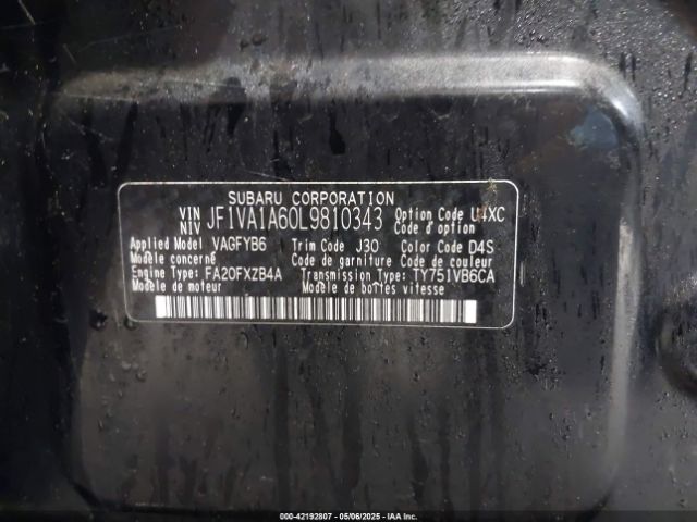 JF1VA1A60L9810343 Subaru WRX