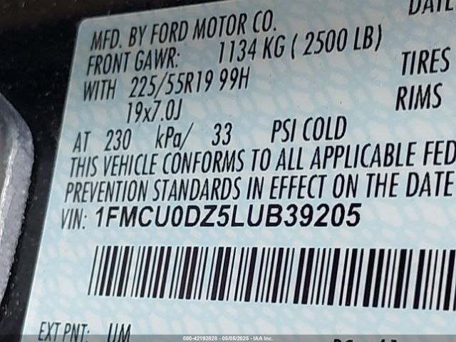 1FMCU0DZ5LUB39205 Ford Escape Titanium Hybrid
