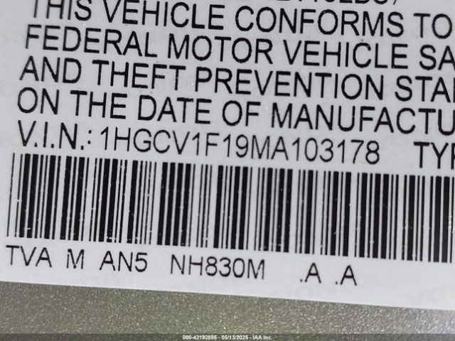 1HGCV1F19MA103178 Honda ACCORD LX