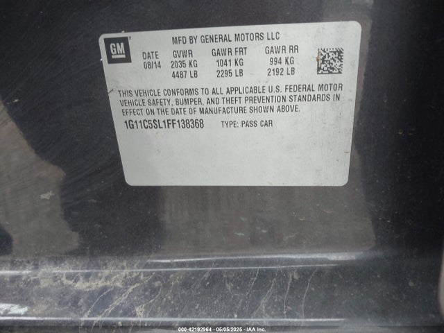 1G11C5SL1FF138368 Chevrolet MALIBU 1LT