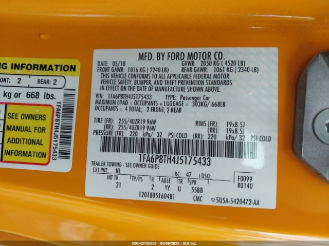 1FA6P8TH4J5175433 Ford Mustang Ecoboost