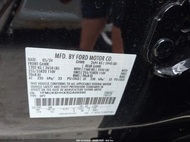 1FMUK8HHXSGA09590 Ford Explorer Platinum