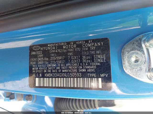 KM8K33AGXNU150593 Hyundai Kona Electric Sel