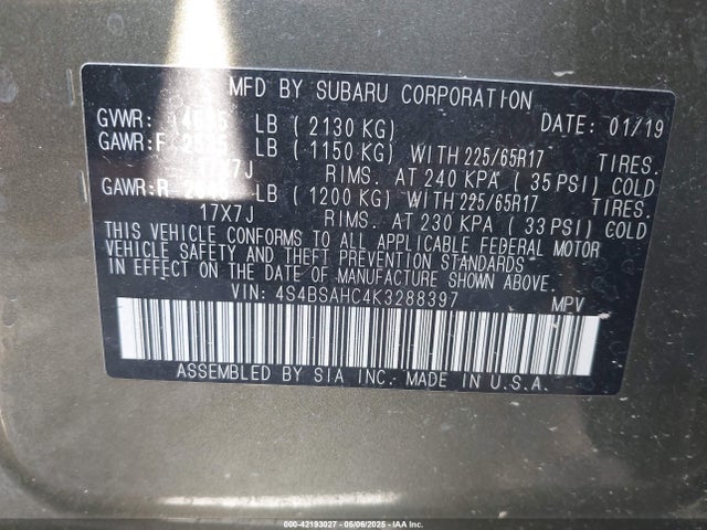 4S4BSAHC4K3288397 Subaru Outback 2.5i Premium