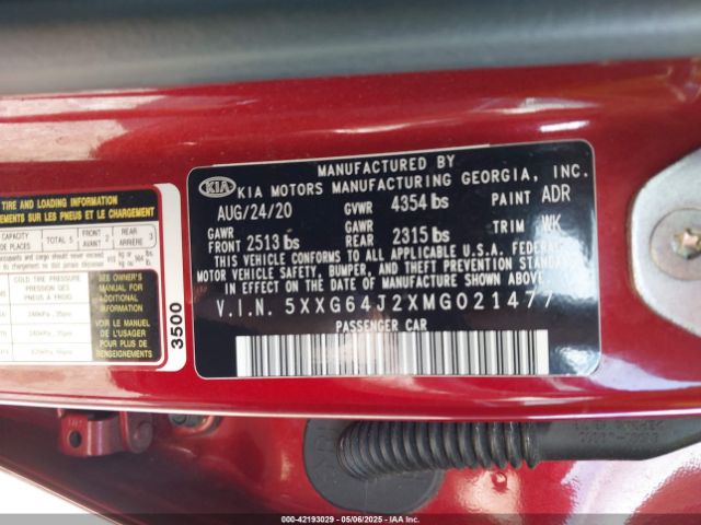 2021 KIA K5 5XXG64J2XMG021477 Photo 8