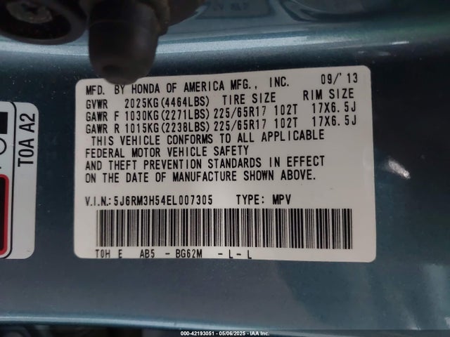 5J6RM3H54EL007305 Honda CR-V EX
