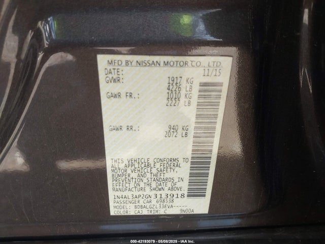 Nissan Altima 2.5 S 2016 1N4AL3AP2GN313918 Image 9