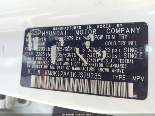 2019 HYUNDAI KONA KM8K12AA1KU379235 Photo 8