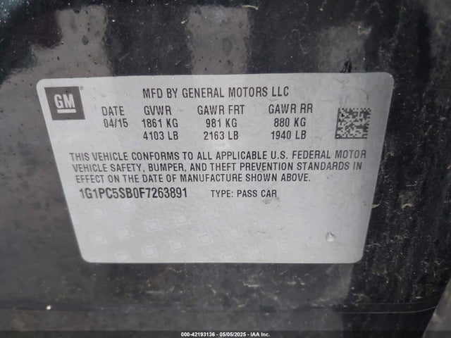 Chevrolet LUV 2015 1G1PC5SB0F7263891 Image 9