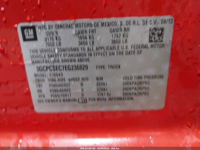 3GCPCSEC7EG236829 Chevrolet Silverado 1500 1lz
