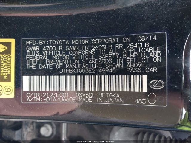 JTHBK1GG3E2149945 Lexus ES 350