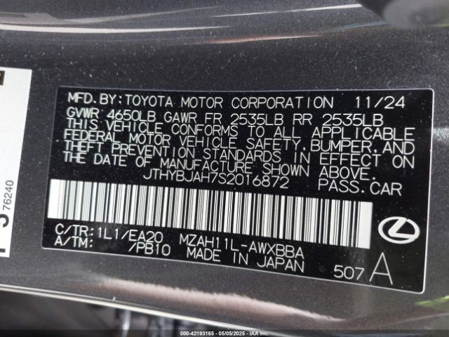 JTHYBJAH7S2016872 Lexus Ux 300h