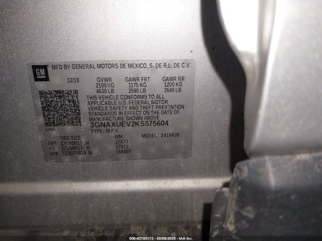 3GNAXUEV2KS575604 Chevrolet lyx - direct injection, vvt, fgt, turbo, alum, gen1