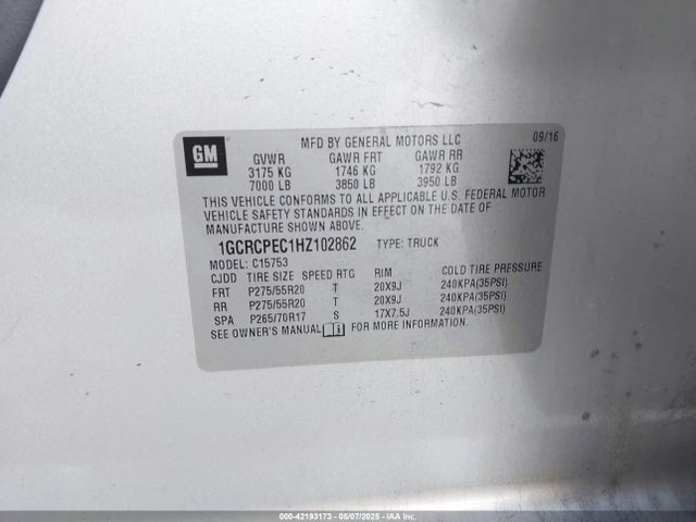 1GCRCPEC1HZ102862 Chevrolet Silverado 1500 Custom